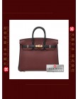 HERMES BIRKIN 25 TWO COLOUR (Pre-owned) - Rouge hermes / Black, Togo leather, Ghw