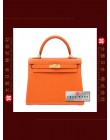 HERMES KELLY 25 (Pre-Owned) Retourne, Orange, Togo leather, Ghw